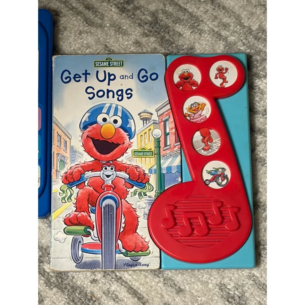 Sesame Street Elmo Sound Book Lot Potty Time With Elmo & Get Up and Go Songs